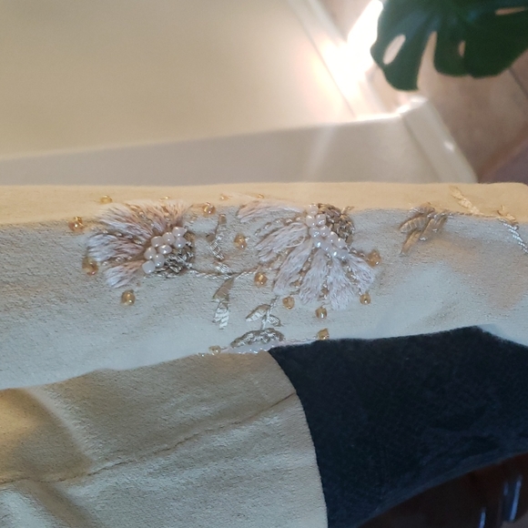 Talbots m beaded pastel yellow cardigan floral print bursts - Picture 5 of 11